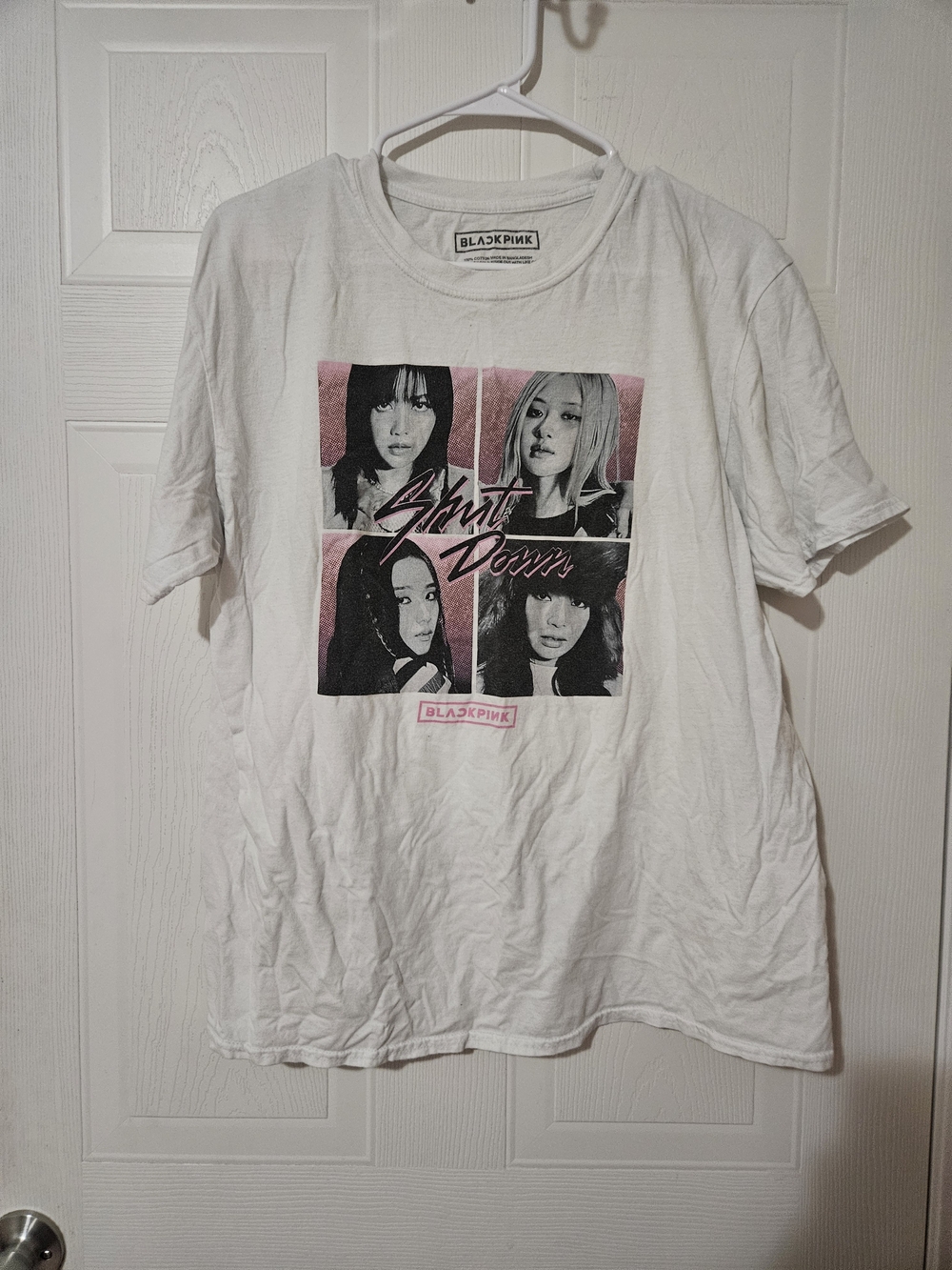 Hot Topic WHITE BLACKPINK "Shut Down" Graphic Tee with Pink Accents